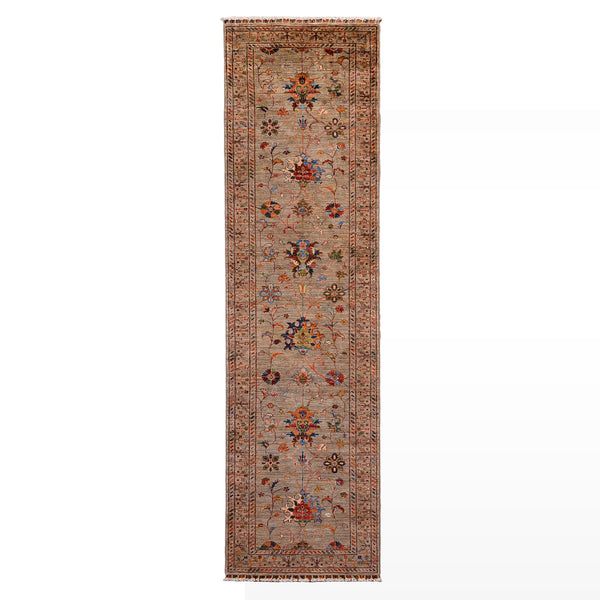 Sultani Binbirgece Yolluk Orijinal El Dokuması Bej Kök Boya Yün Halı 0.80x303 2.42 Metrekare - 3x10 ft