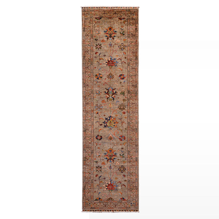 Sultani Binbirgece Yolluk Orijinal El Dokuması Bej Kök Boya Yün Halı 0.80x303 2.42 Metrekare - 3x10 ft