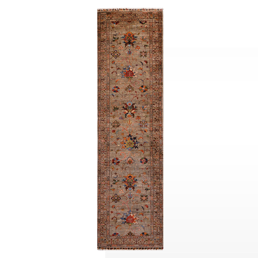Sultani Binbirgece Yolluk Orijinal El Dokuması Bej Kök Boya Yün Halı 0.80x305 2.44 Metrekare - 3x10 ft