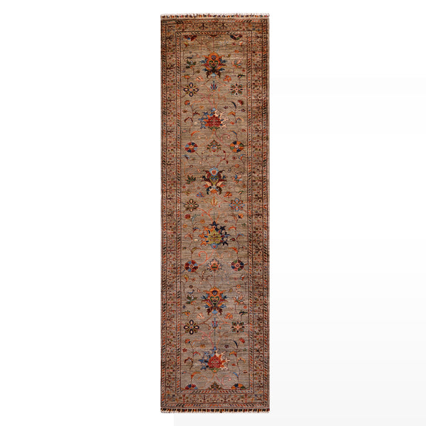 Sultani Binbirgece Yolluk Orijinal El Dokuması Bej Kök Boya Yün Halı 0.80x305 2.44 Metrekare - 3x10 ft