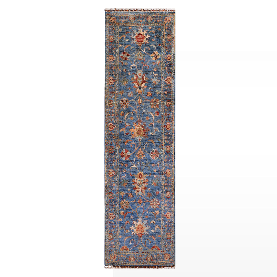 Sultani Binbirgece Yolluk Orijinal El Dokuması Lacivert Kök Boya Yün Halı 0.82x295 2.42 Metrekare - 3x10 ft