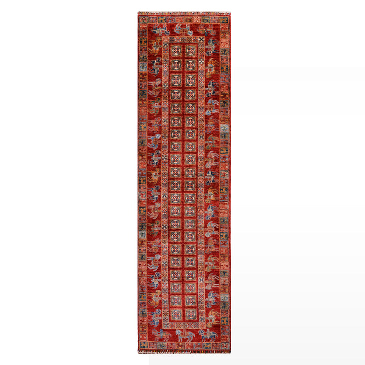 Pazırık Yolluk Orijinal El Dokuması Kırmızı Kök Boya Yün Halı 0.82x301 2.47 Metrekare - 3x10 ft