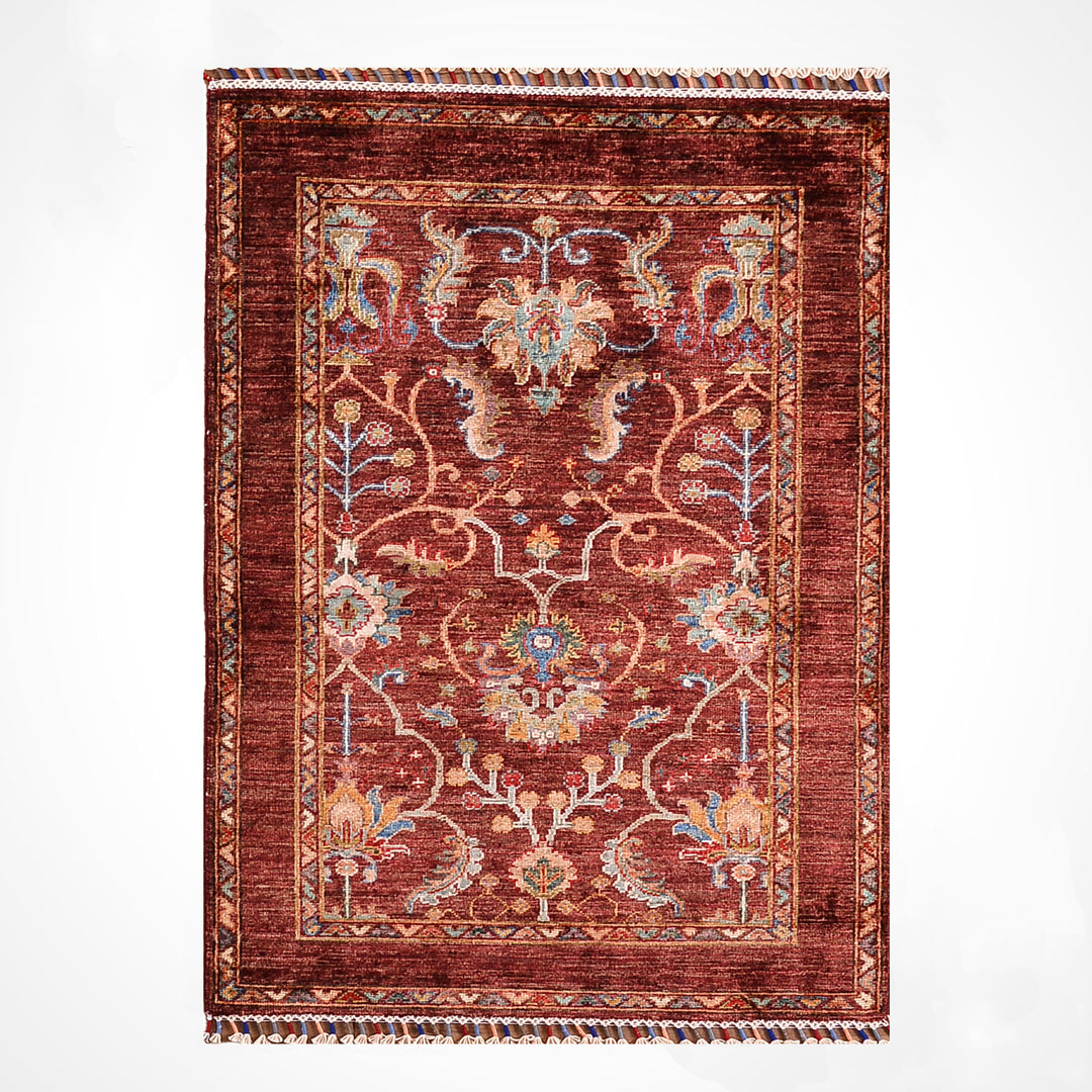 Sultani Binbirgece Orijinal El Dokuması Kırmızı Kök Boya Yün Halı 0.83x125 1.04 Metrekare - 3x5 ft