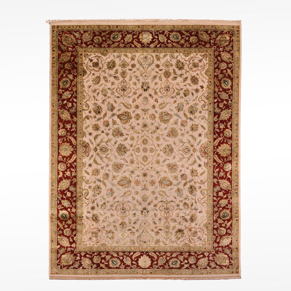 Hint Uşağı Aurora Orijinal El Dokuması Bej Kırmızı Yün İpek Halı 303x435 13.18 Metrekare - 10x14 ft