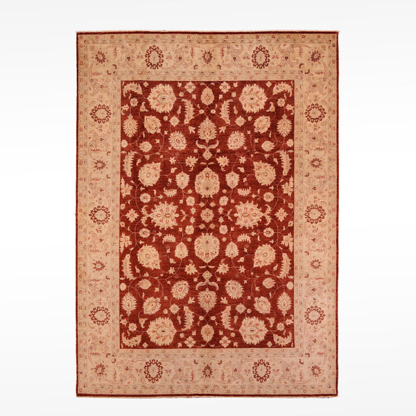 Uşak Orijinal El Dokuması Krem Kırmızı Kök Boya Yün Halı 295x394 11.62 Metrekare - 10x14 ft
