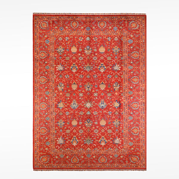 Sultani Binbirgece Orijinal El Dokuması Kırmızı Kök Boya Yün Halı 273x374 10.21 Metrekare - 10x14 ft