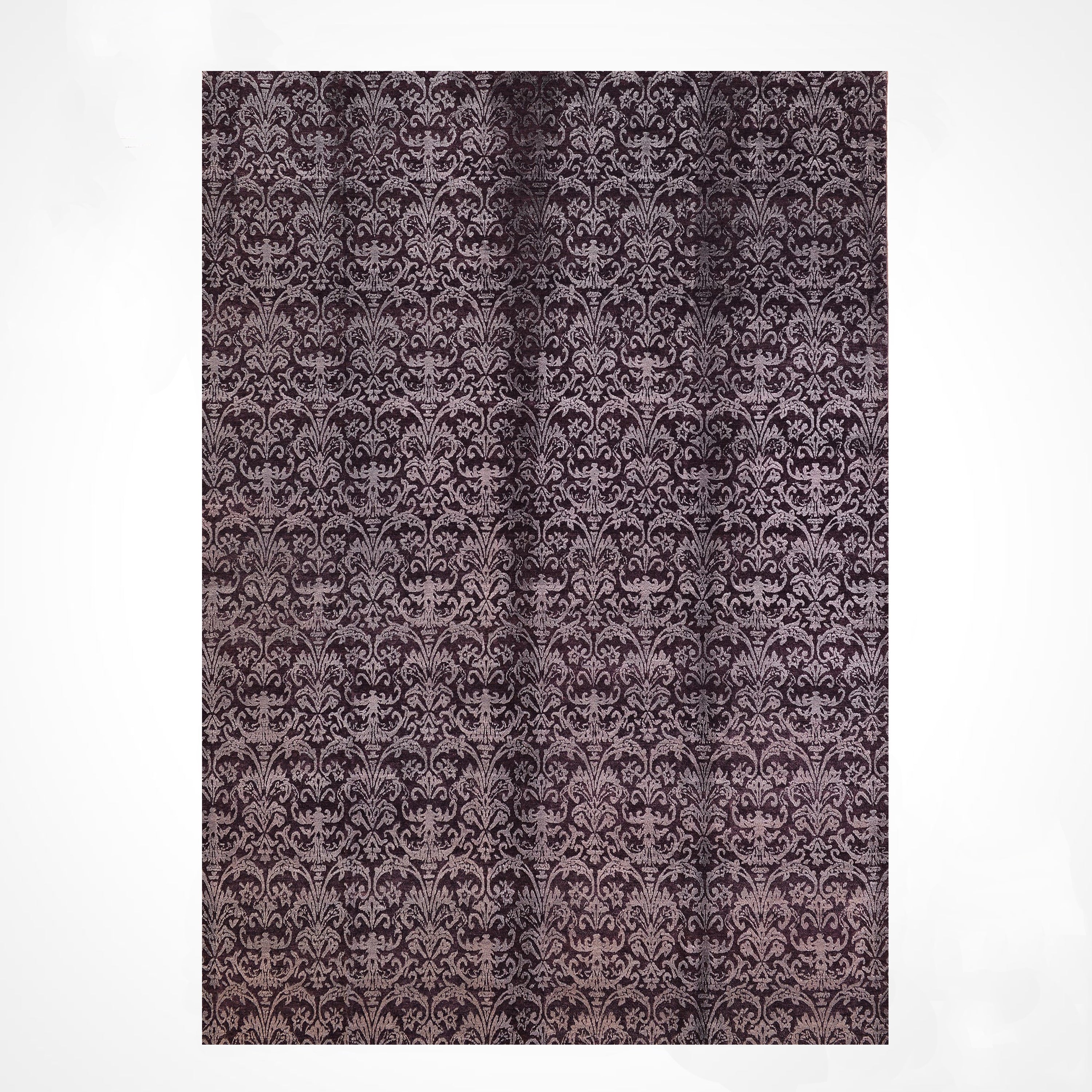 Fendi Original Hand Woven Anthracite Wool Bamboo Rug 257x300 7.71