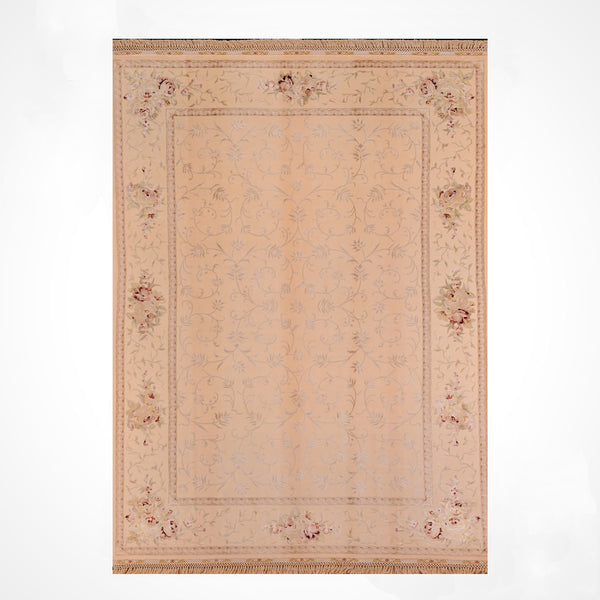 Privat Orijinal El Dokuması Krem Yün İpek Halı 212x311 6.59 Metrekare - 7x10 ft