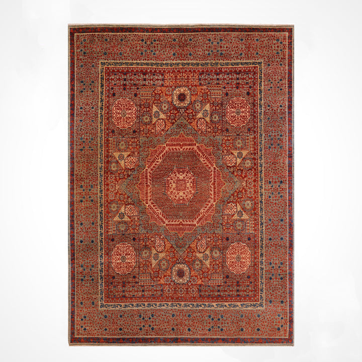 Memlük Orijinal El Dokuması Kırmızı Kök Boya Yün Halı 251x305 7.66 Metrekare - 8x10 ft