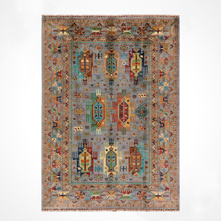 Veziri Original Hand Woven Gray Vegetable Dyed Wool Carpet 205x288 5.90 Square Meters - 6x9 ft