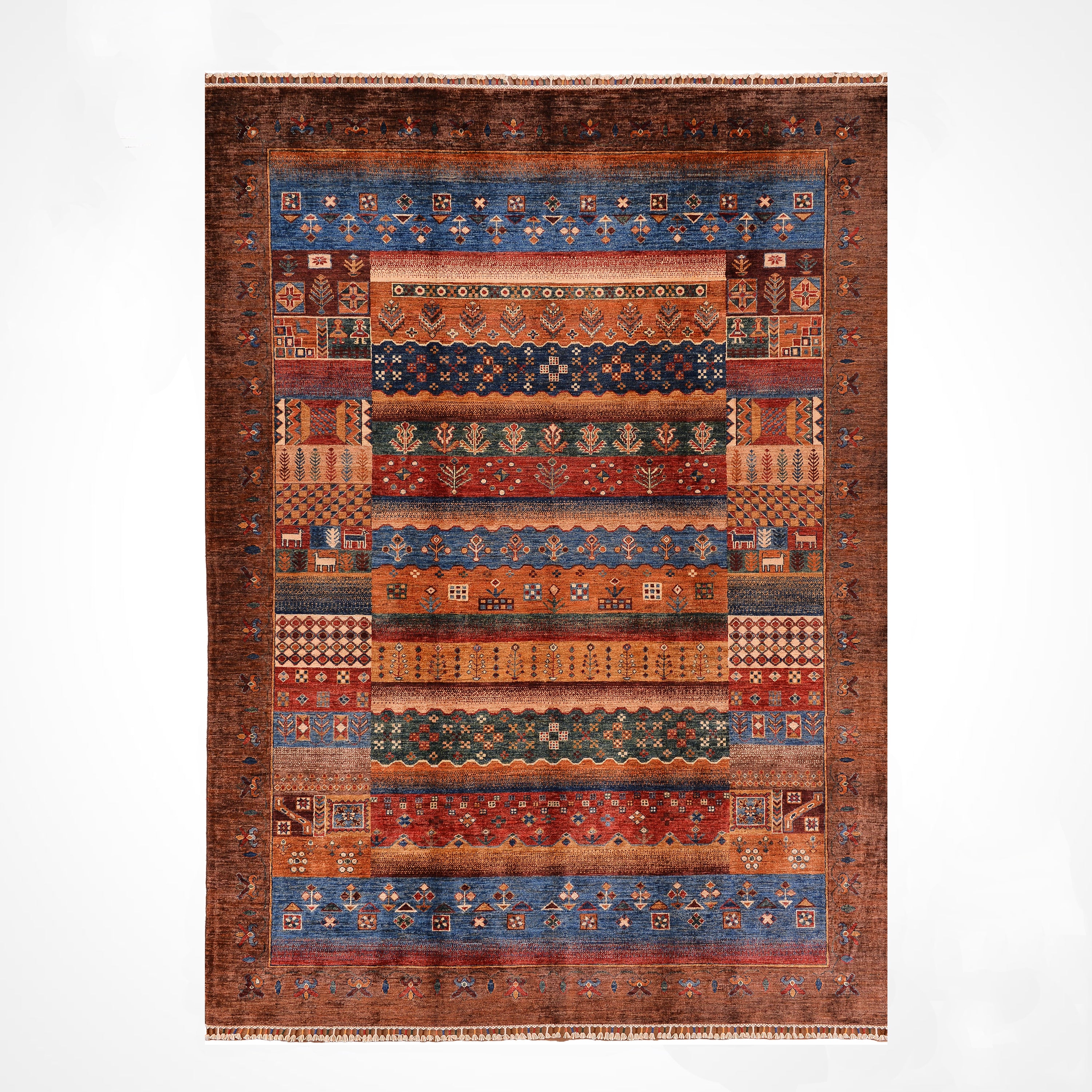 Khorjin Original Hand Woven Brown Vegetable Dyed Wool Carpet 201x294 5.91 Square Meters - 7x10 ft
