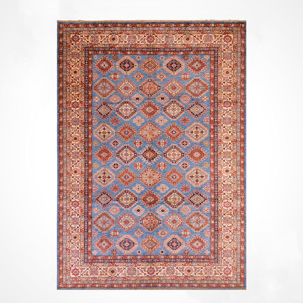 Şirvan Orijinal El Dokuması Kırmızı Mavi Kök Boya Yün Halı 293x393 11.51 Metrekare - 10x13 ft