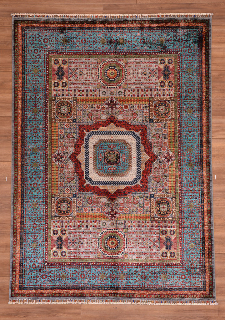 Mamluk Original Hand Woven Multi Vegetable Dyed Wool Carpet 167x238 6.44 Square Meters - 5x7 ft