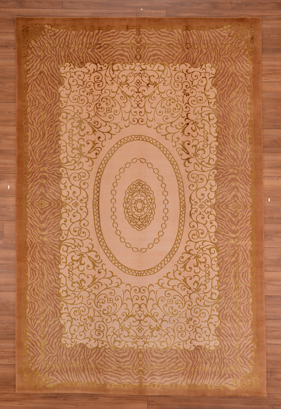 Dalyana Original Hand Woven Beige Wool Bamboo Carpet 201x306 6.15 Square Meters - 7x10 ft