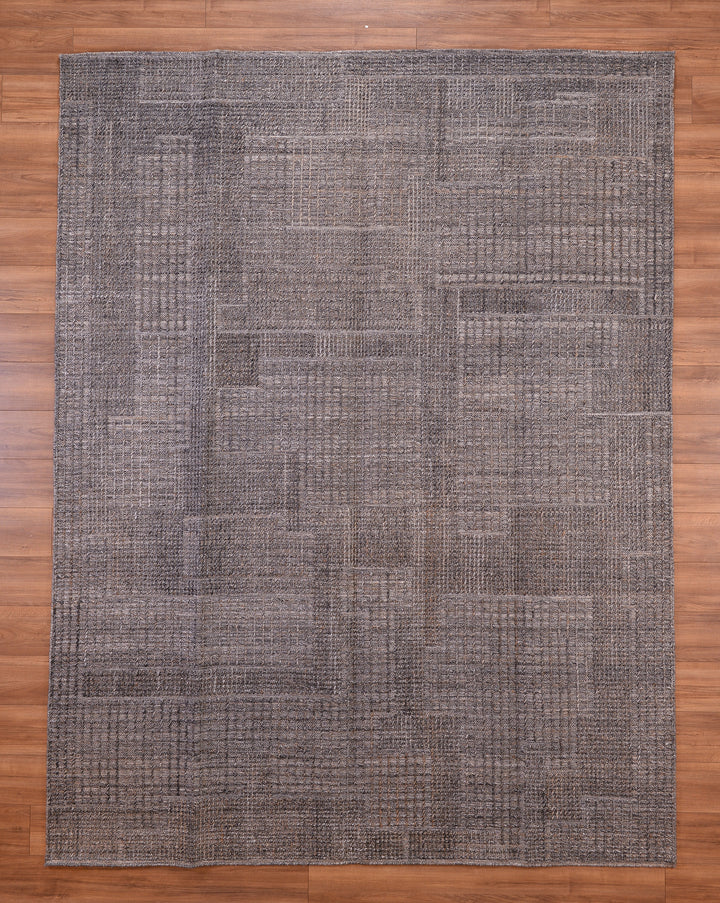 Scandinavian Original Hand Woven Anthracite Wool Carpet 247x320 7.90 Square Meters - 8x10 ft