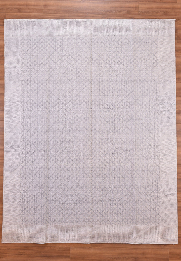 Scandinavian Original Hand Woven White Wool Carpet 257x315 7.78 Square Meters - 8x10 ft