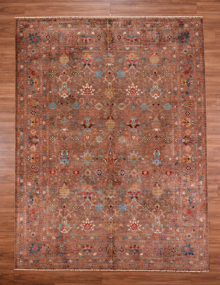 Sultani Binbirgece Original Hand Woven Brown Vegetable Dyed Wool Carpet 301x392 11.80 Square Meters - 10x14 ft