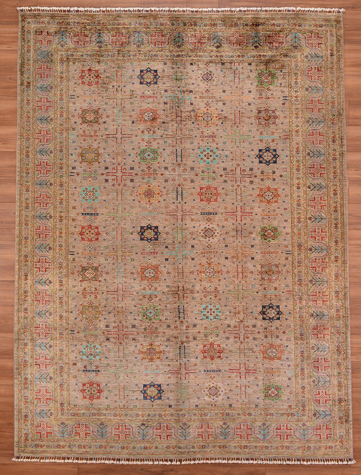 Veziri Bilcik Original Hand Woven Beige Vegetable Dyed Wool Carpet 246x330 8.12 Square Meters - 8x11 ft