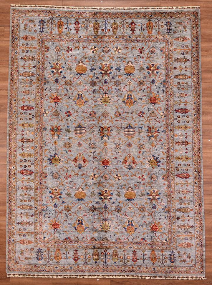 Sultani Binbirgece Original Hand Woven Gray Vegetable Dyed Wool Carpet 269x355 9.55 Square Meters - 9x12 ft