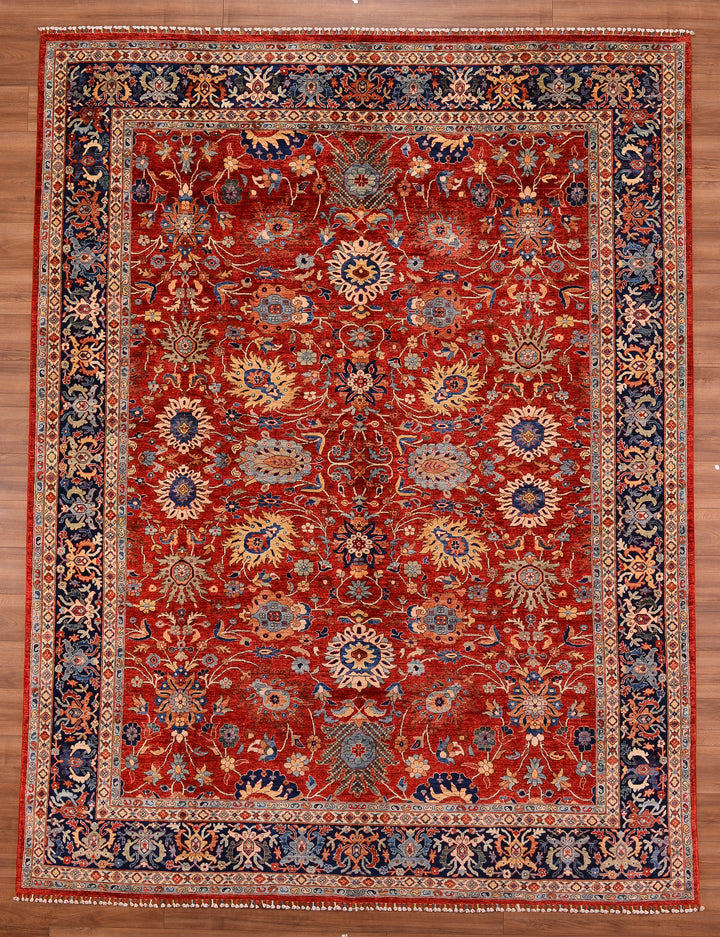 Mamluk Original Hand Woven Red Vegetable Dyed Wool Carpet 274x356 9.75 Square Meters - 9x12 ft