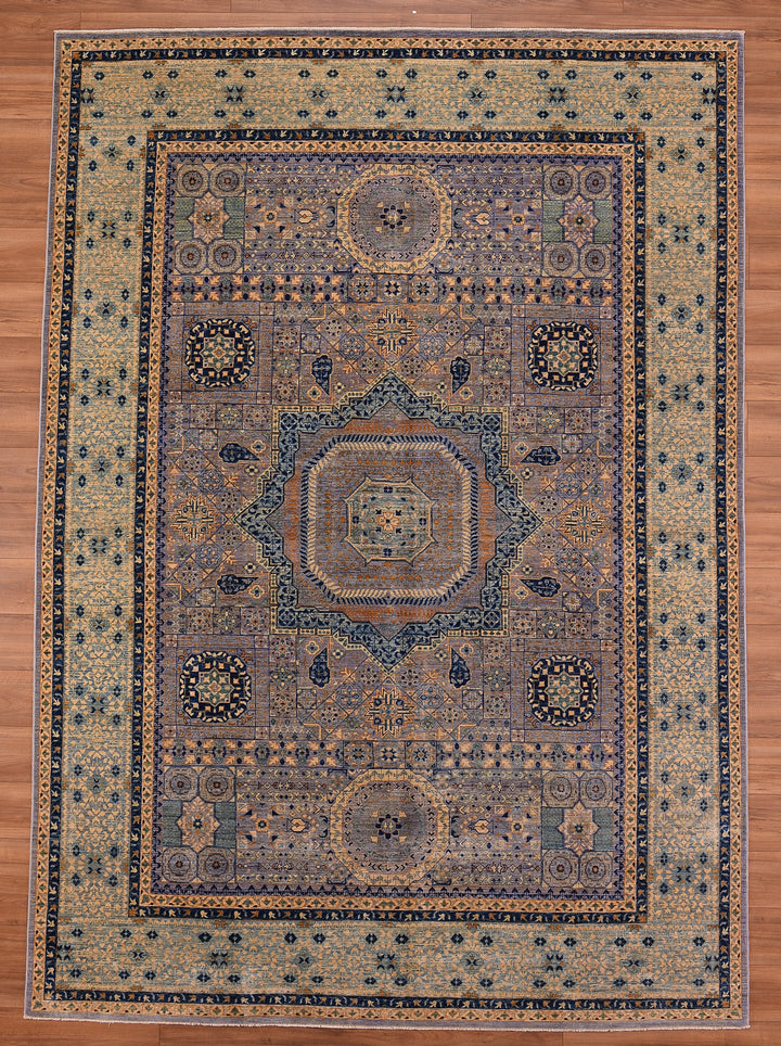 Memlük Orjinal El Dokuması Gri Kök Boya Yün Halı 245x345 8.45 Metrekare - 9x12 ft