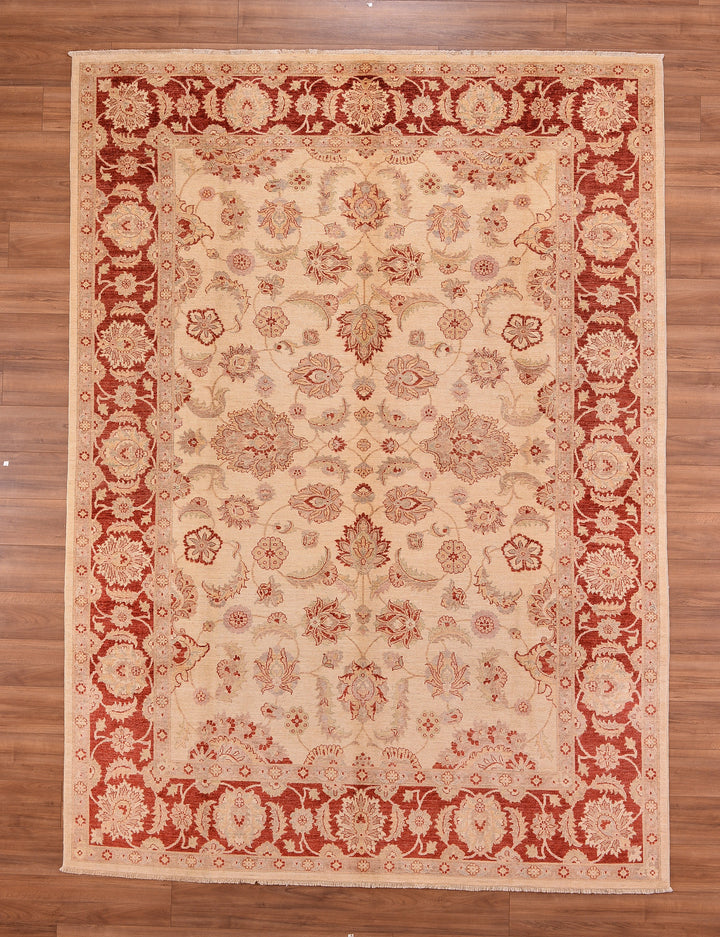 Uşak Original Hand Woven Cream Red Vegetable Dyed Wool Carpet 246x343 8.44 Square Meters - 9x12 ft