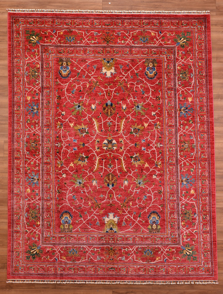 Sultani Binbirgece Orjinal El Dokuması Kırmızı Kök Boya Yün Halı 247x316 7.81 Metrekare - 9x12 ft