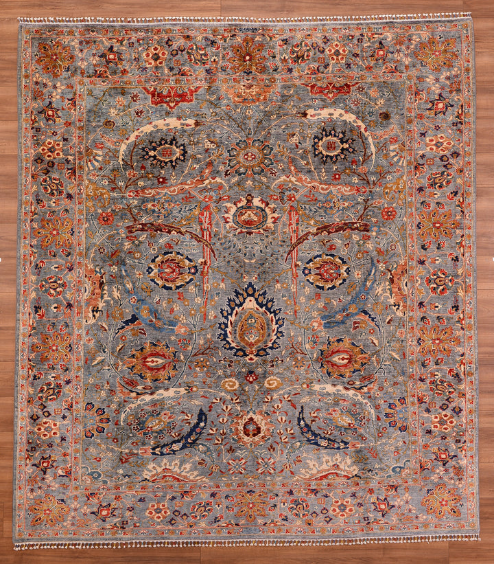 Mamluk Original Hand Woven Gray Vegetable Dyed Wool Carpet 258x287 7.40 Square Meters - 8x10 ft