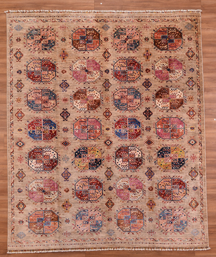 Veziri Original Hand Woven Beige Vegetable Dyed Wool Carpet 251x297 7.45 Square Meters - 8x10 ft