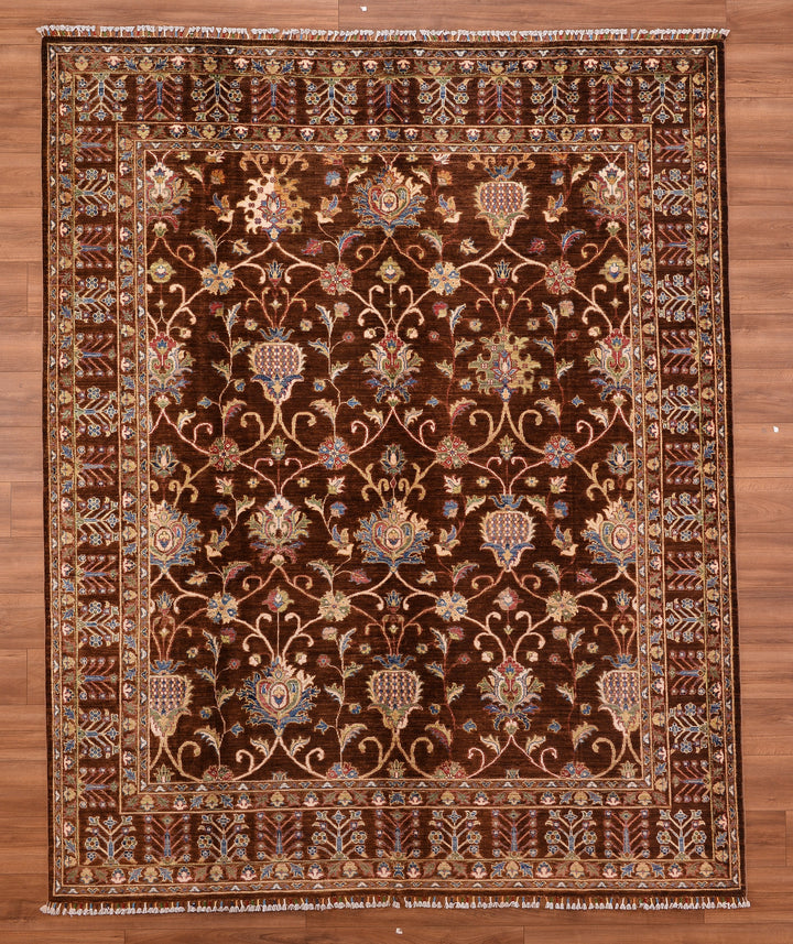 Sultani Binbirgece Original Hand Woven Brown Vegetable Dyed Wool Carpet 242x298 7.21 Square Meters - 8x10 ft