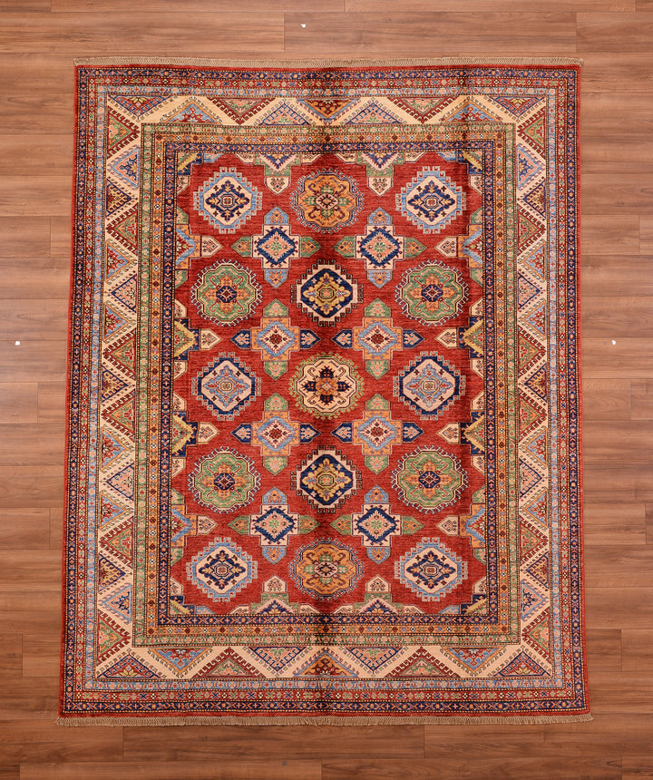 Shirvan Original Hand Woven Red Cream Vegetable Dyed Wool Carpet 241x302 7.28 Square Meters - 8x10 ft