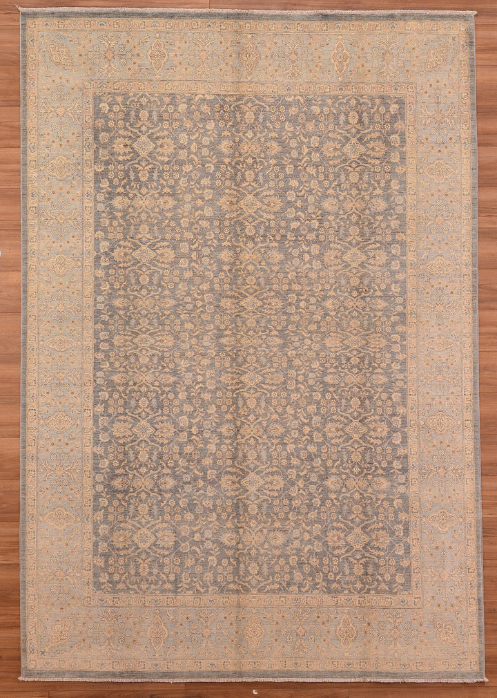 Uşak Original Hand Woven Gray Cream Vegetable Dyed Wool Carpet 212x308 6.53 Square Meters - 8x10 ft