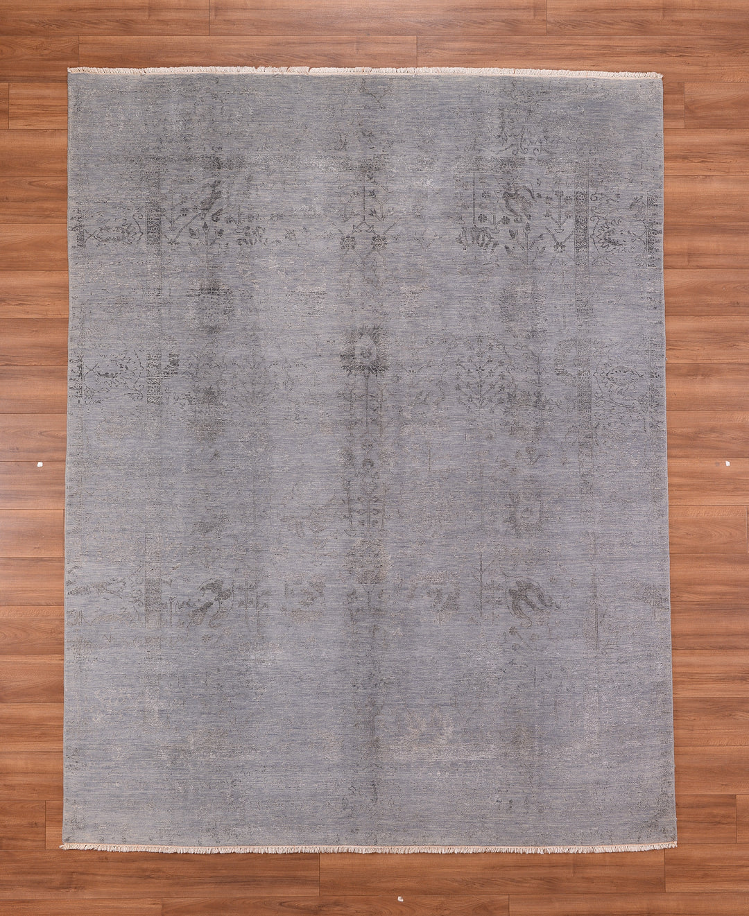 New Diamond Original Hand Woven Gray Wool Bamboo Carpet 243x306 7.44 Square Meters - 8x10 ft