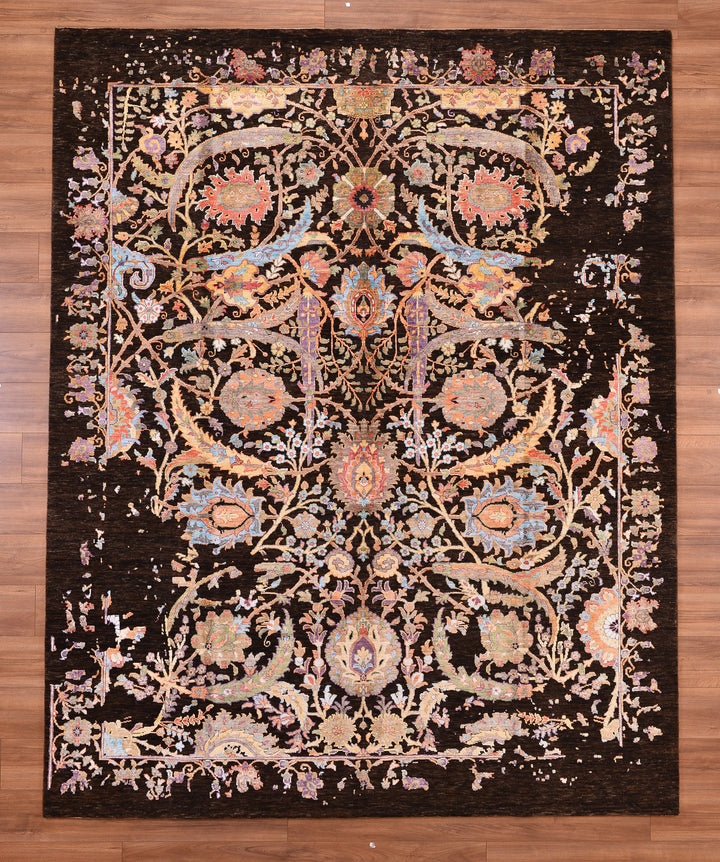 Oxidised Orjinal El Dokuması Multi Yün İpek Halı 242x303 7.33 Metrekare - 8x10 ft