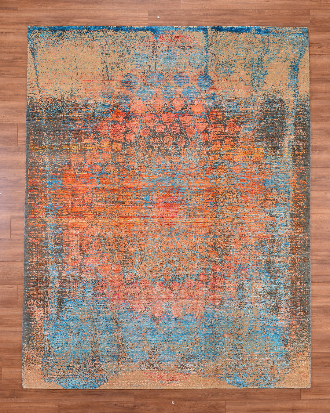 Oxidised Original Hand Woven Multi Wool Silk Carpet 240x304 7.30 Square Meters - 9x12 ft