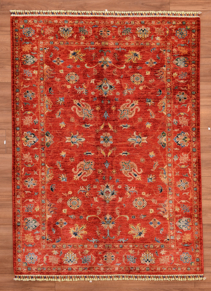 Sultani Binbirgece Original Hand Woven Red Vegetable Dyed Wool Carpet 155x209 3.24 Square Meters - 5x6 ft