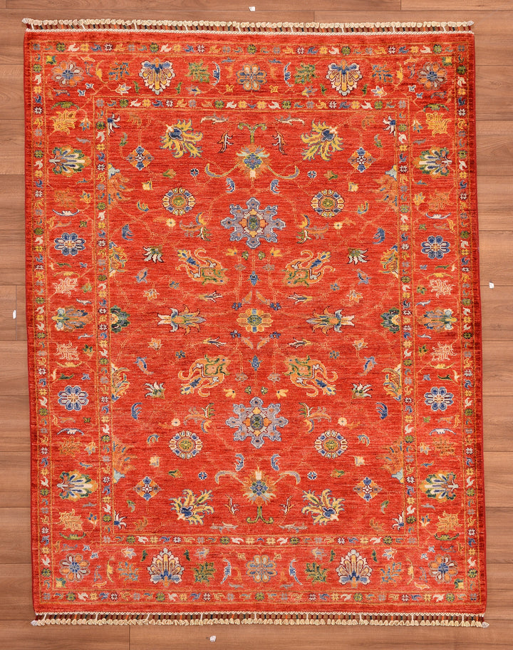 Sultani Binbirgece Original Hand Woven Red Vegetable Dyed Wool Carpet 159x202 3.21 Square Meters - 5x6 ft