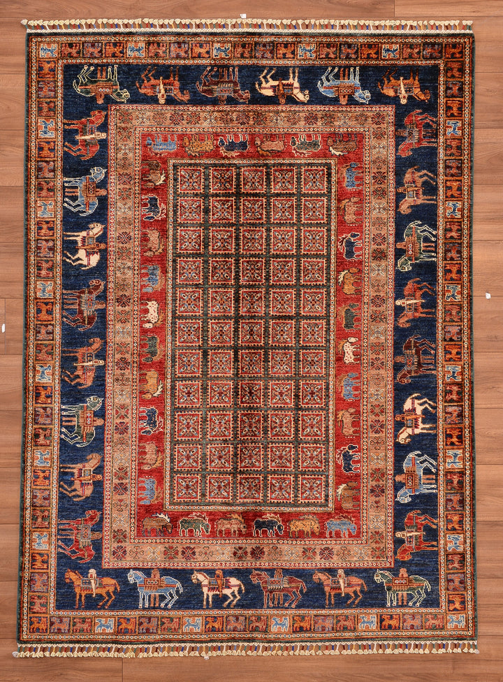 Pazırık Original Hand Woven Multi Vegetable Dyed Wool Carpet 155x209 3.24 Square Meters - 5x6 ft