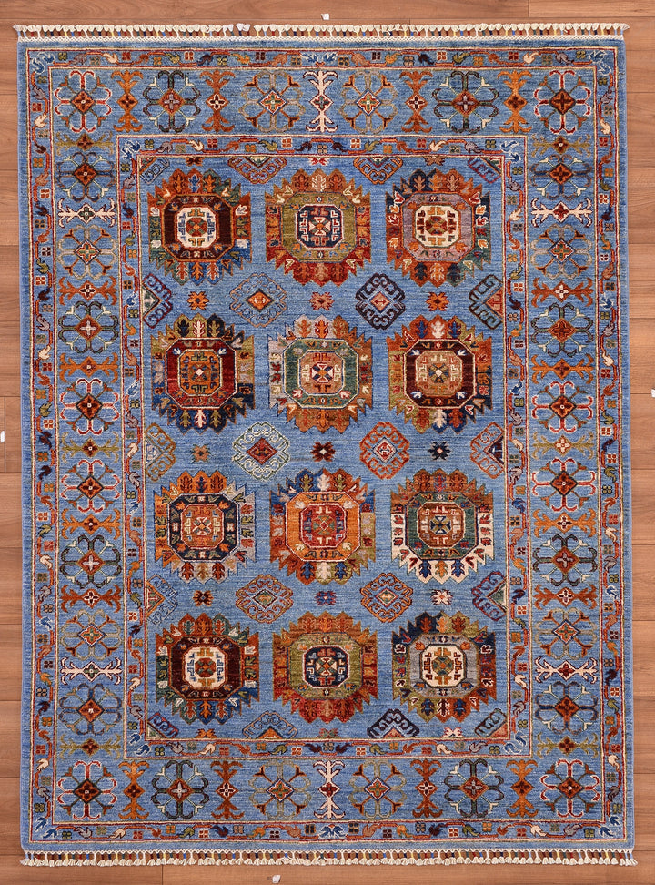 Veziri Original Hand Woven Blue Vegetable Dyed Wool Carpet 155x206 3.19 Square Meters - 5x6 ft