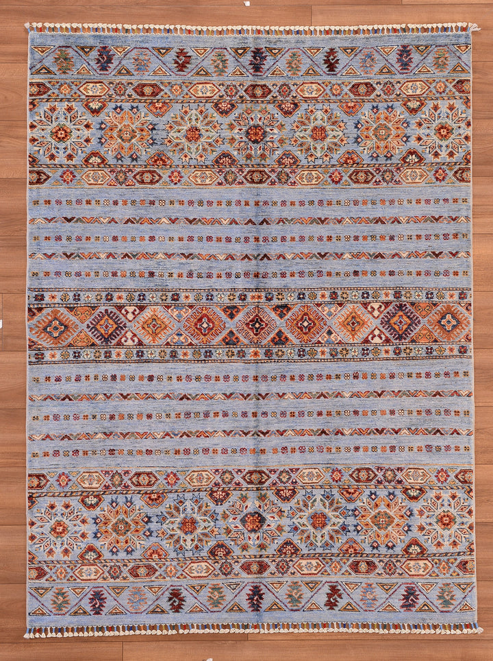 Khorjin Orjinal El Dokuması Mavi Kök Boya Yün Halı 148x196 2.90 Metrekare - 5x6 ft