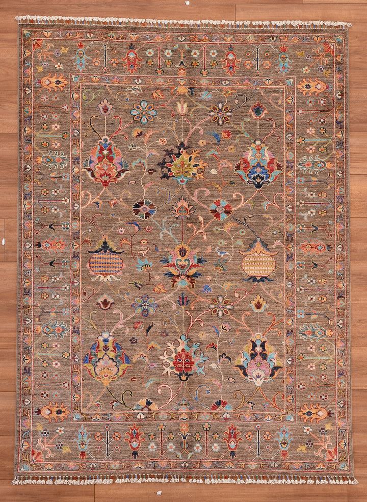 Sultani Binbirgece Original Hand Woven Brown Vegetable Dyed Wool Carpet 148x200 2.96 Square Meters - 5x6 ft