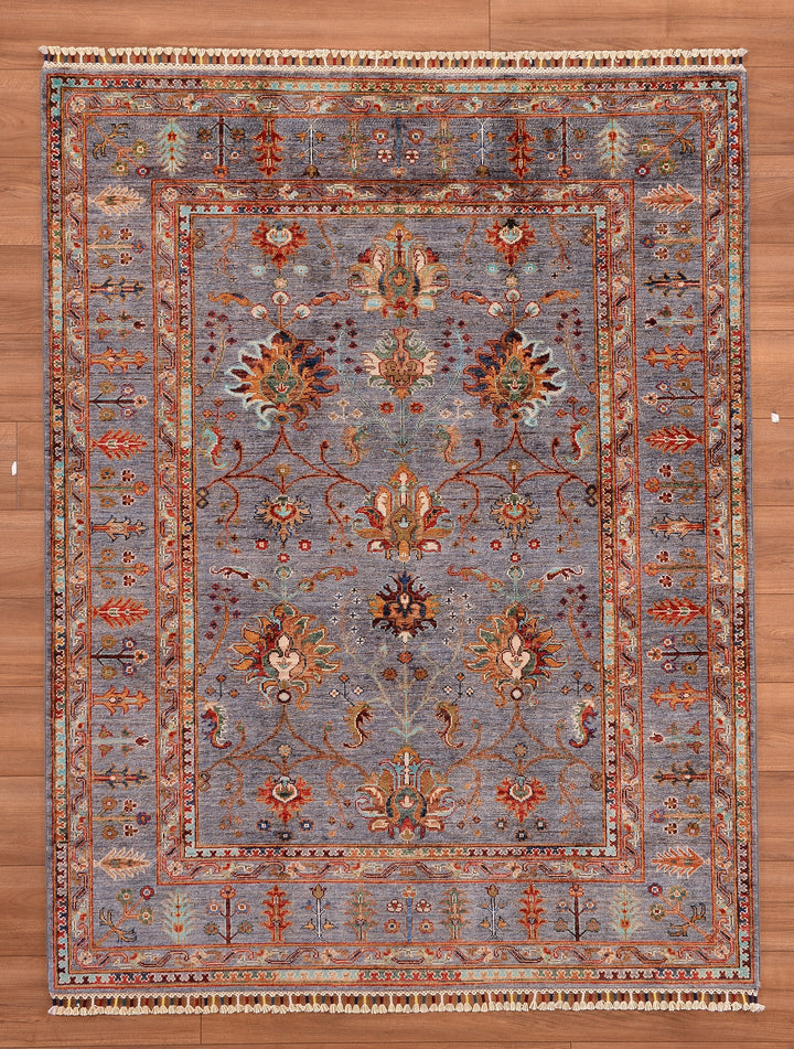 Sultani Binbirgece Orjinal El Dokuması Gri Kök Boya Yün Halı 154x200 3.08 Metrekare - 5x6 ft