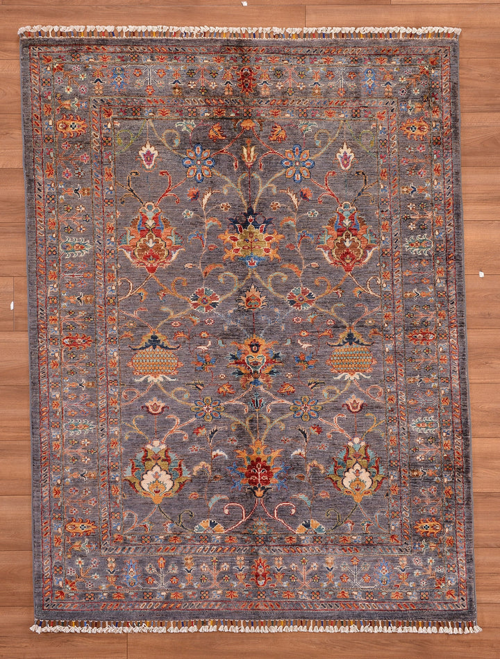 Sultani Binbirgece Orjinal El Dokuması Gri Kök Boya Yün Halı 155x206 3.19 Metrekare - 5x6 ft