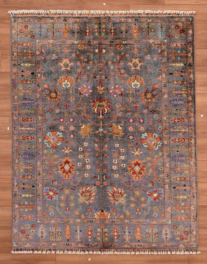 Sultani Binbirgece Orjinal El Dokuması Gri Kök Boya Yün Halı 158x200 3.16 Metrekare - 5x6 ft