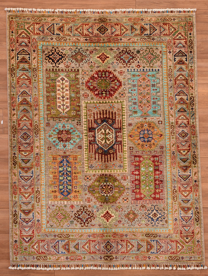 Veziri Original Hand Woven Beige Vegetable Dyed Wool Carpet 148x194 2.87 Square Meters - 5x6 ft