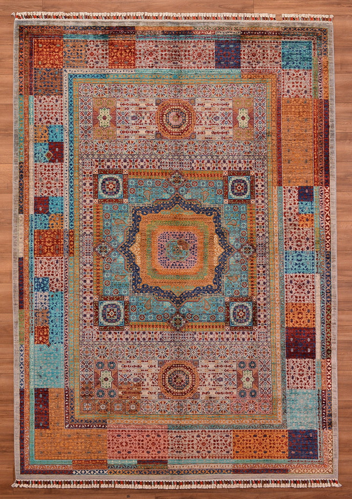 Mamluk Original Hand Woven Multi Vegetable Dyed Wool Carpet 210x297 6.24 Square Meters - 6x9 ft