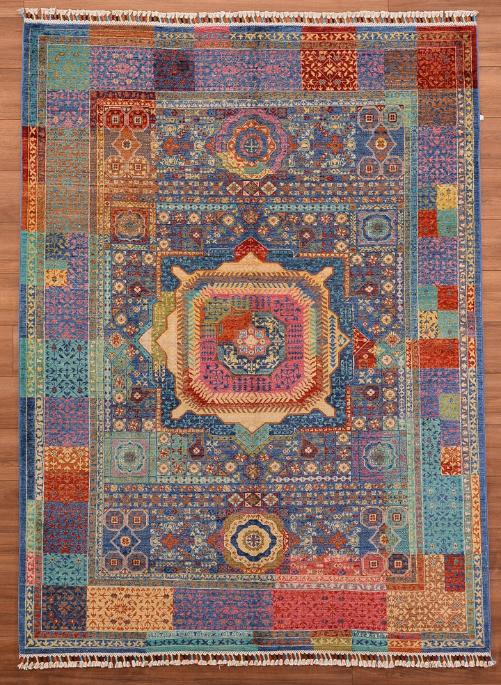 Mamluk Original Hand Woven Multi Vegetable Dyed Wool Carpet 174x234 4.07 Square Meters - 5x7 ft