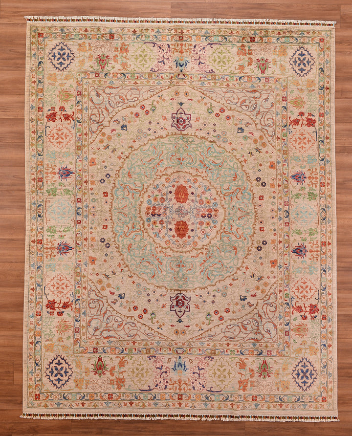 Heriz Original Hand Woven Beige Vegetable Dyed Wool Carpet 249x312 7.77 Square Meters - 8x10 ft