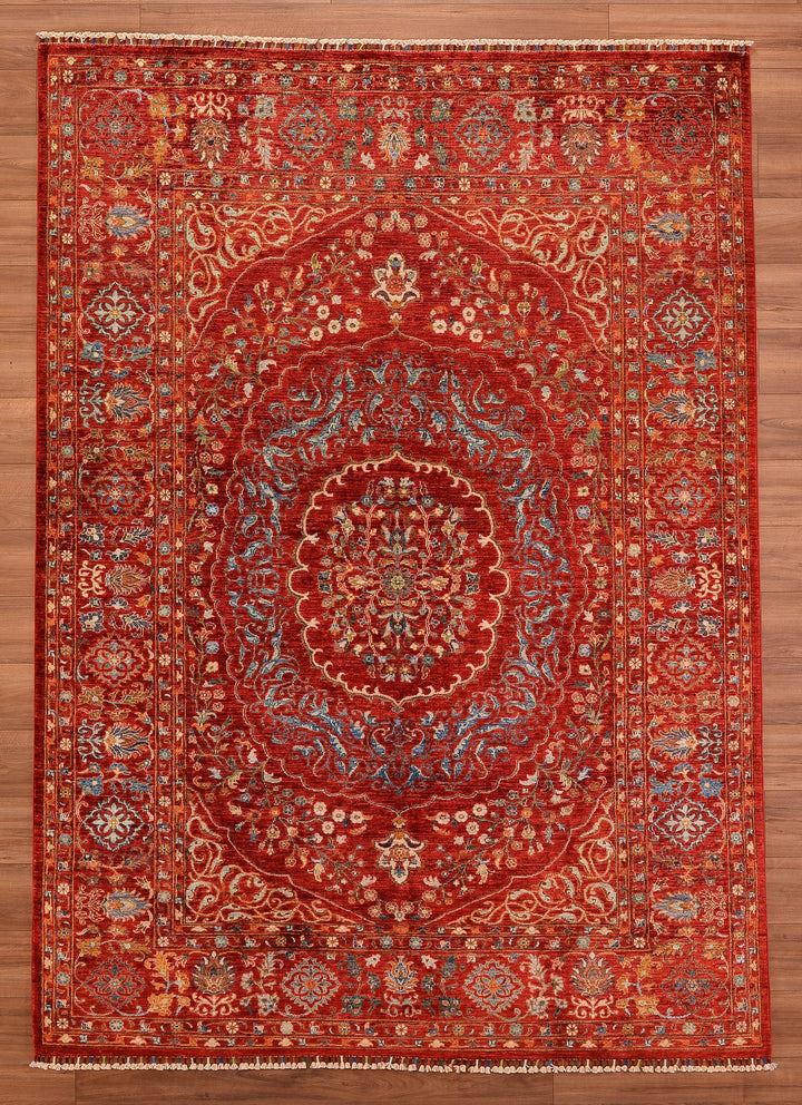 Heriz Original Hand Woven Red Vegetable Dyed Wool Carpet 211x293 6.18 Square Meters - 7x10 ft