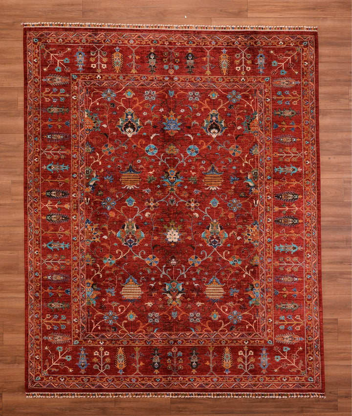 Sultani Binbirgece Original Hand Woven Red Vegetable Dyed Wool Carpet 256x299 7.65 Square Meters - 6x10 ft